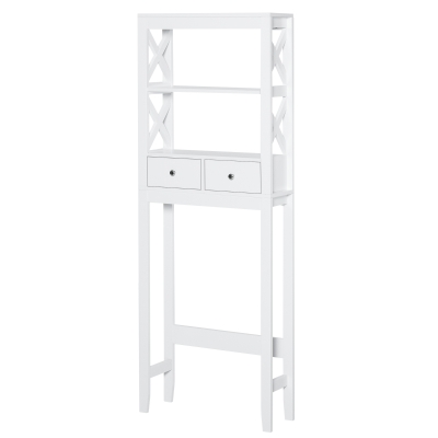 Kleankin Mobile per WC Scaffale Bagno Salvaspazio, 3 Mensole e 2 Cassetti