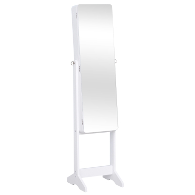 Homcom Armadio Portagioie e Trucchi con Specchio e Illuminazione LED Automatica, Bianco, 30x146x36cm