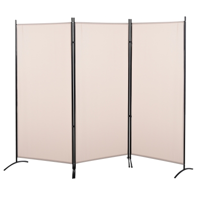 HOMCOM Paravento a 3 Pannelli Pieghevole, Frangivista Divisorio per Ambienti in Metallo e Poliestere 253x50x182cm Beige