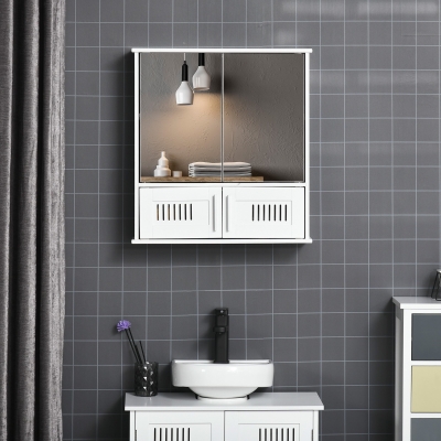 Kleankin Armoire miroir de salle de bain 4 portes étagère blanc