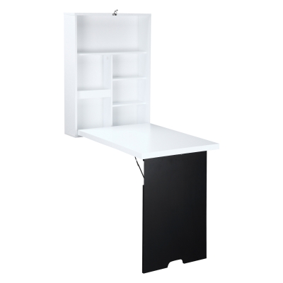 Homcom Tavolo Scrivania Pieghevole a Muro con Lavagna Bianco e Nero 60 x 94.5 x 147cm