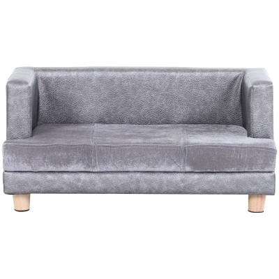 Lit canapé chien chat + coussin fourni revêtement PU gris