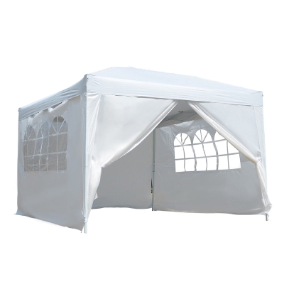 Outsunny Gazebo Impermeabile con Pannelli Laterali in Tessuto Oxford Bianco, 3x3m