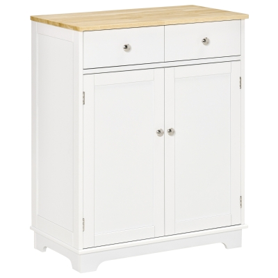Buffet 2 portes 2 tiroirs coulissants blanc bois d'hévéa