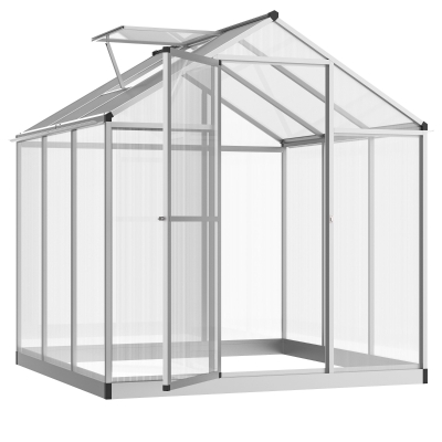 Outsunny Serra da Giardino per Piante Tetto Apribile e Porta a Battente, Trasparente, 182 x 183 x 195 cm