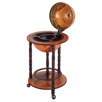 Homcom Minibar Mappamondo Globo Vintage Portabottiglie con 3 Ruote Ф44x87cm