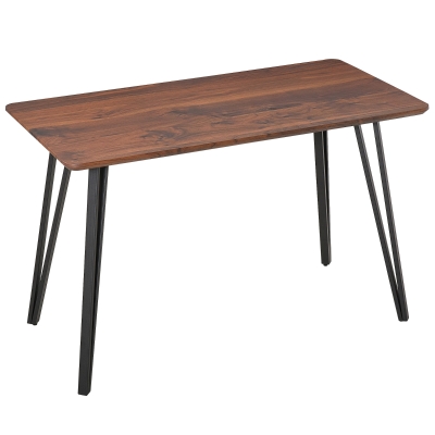 HOMCOM Tavolo da Pranzo Rettangolare Stile Industriale in Legno 120x60x75cm Nero e Noce