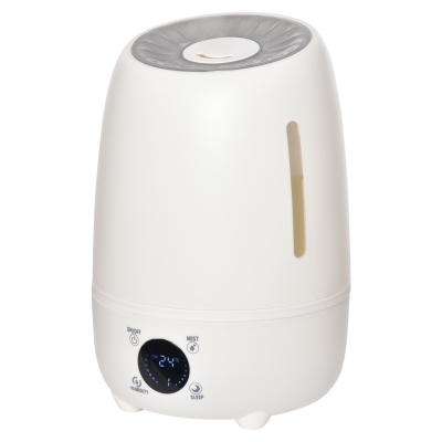 HOMCOM Umidificatore Ultrasuoni da 4.8L per Ambienti Fino a 40㎡, 3 Modalità di vaporizzazione, 8-12 Ore di Durata, Display a LED - Bianco