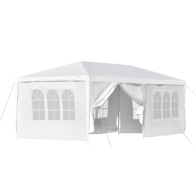 Outsunny Tendone Gazebo 6x3m con Pareti Laterali Rimovibili per Giardino Bianco