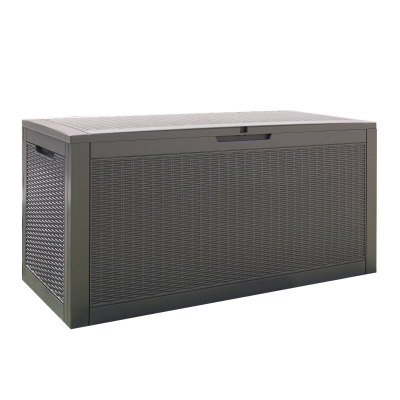 Outsunny Cassapanca da Giardino Effetto Rattan 380L con Seduta per 2 Persone