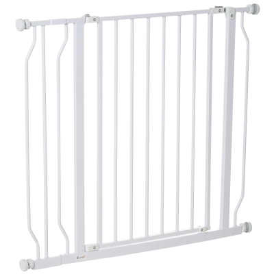 Barrière de sécurité animaux réglable avec porte acier blanc
