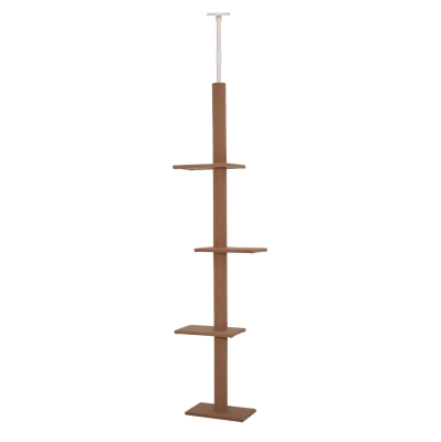 PawHut Albero Tiragraffi per Gatti 228-260 cm con 4 Livelli e Colonna Rivestita in Corda Marrone