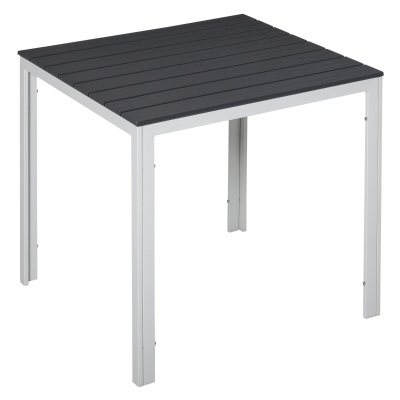 Outsunny Tavolo da Giardino Quadrato con Piano Effetto Legno in PE e Metallo 78 x 78 x 74cm