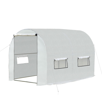 Outsunny Serra a Tunnel per Giardino e Orto 2 Porte, Acciaio e Copertura in PE 3x2x1.9m