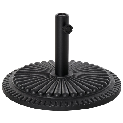Outsunny Base per Ombrellone Rotonda in Plastica da 15kg per Pali da Ф35-38-48mm, Ф49x32Acm, Nero