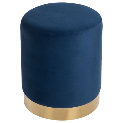 Homcom Pouf Poggiapiedi di Design Rotondo in Velluto Blu con Base Oro Ф36x42cm