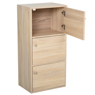 Homcom Mobiletto Multiuso con 3 Ripiani in Legno e 3 Ante per Casa o Ufficio 48 x 34 x 100cm