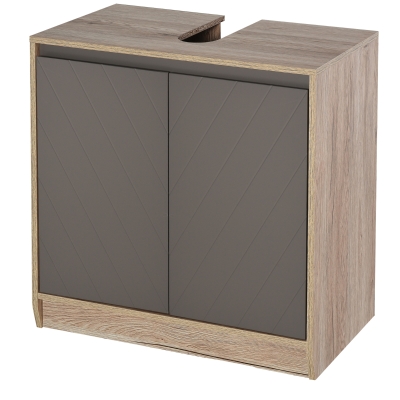 Homcom Armadietto Sottolavabo in MDF con Ritaglio per Lavandino con 2 Ante e 2 Mensole Regolabili, 60 x 30 x 60 cm