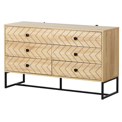 Homcom Cassettiera Comò di Design Stile Industrial in Legno Natual Wood e Metallo Nero