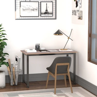 HOMCOM Table d'ordinateur table de salle à manger 120L x 60l x 76H cm chêne et Noir Multifonction Grand Plateau Cadre Robuste en métal