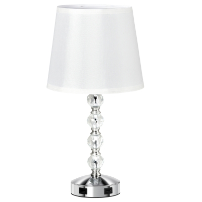 HOMCOM Lampada da Tavolo Moderna con Cristalli e 2 Prese USB Lampada da Scrivania e Abat Jour Comodino
