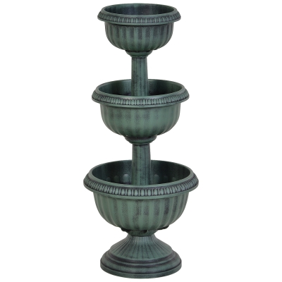 Outsunny bloembak plantenbak plantenpot bloemenstandaard drie verdiepingen vintage groen
