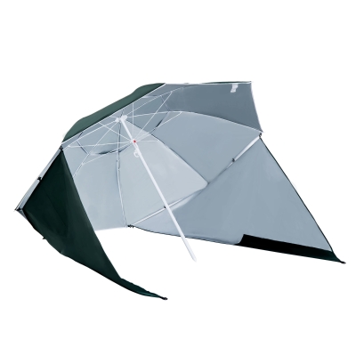 Outsunny Sombrilla de Playa con Paneles Laterales Tipo Tienda Parasol para Protección de Rayos UV Φ210x222cm Verde
