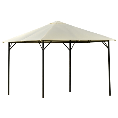 Outsunny Gazebo da Giardino 3x3m in Metallo con Doppio Tettuccio Bianco Crema