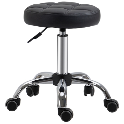 HOMCOM Set 2 Sgabelli con Ruote e Girevoli con Imbottitura e Altezza Regolabile, Φ35.5x46-38cm