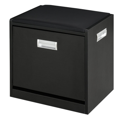 HOMCOM Pouf Portascarpe con Cassetto, Scarpiera Salvaspazio con Seduta Imbottita
