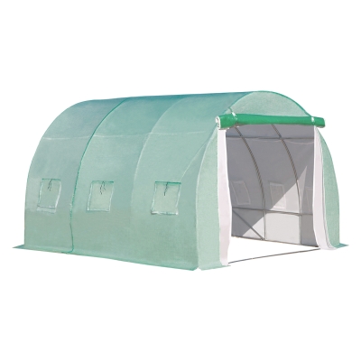 Outsunny Serra a Tunnel da Giardino, 1 Porta e 6 Finestre, in PE e Acciaio 3x3x2m