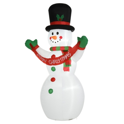 HOMCOM Pupazzo di Neve Gonfiabile Gigante da Esterno Impermeabile con Luci a LED