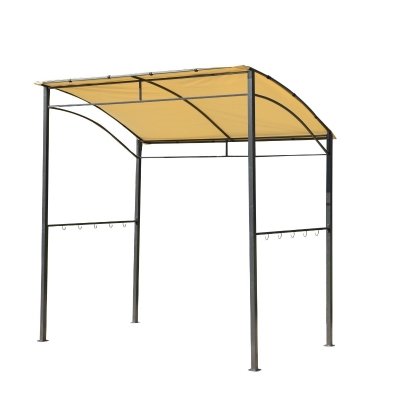 Outsunny Gazebo Pergola per Barbecue BBQ con Tetto Ignifugo in Poliestere 215 x 150 x 180/220 cm, Beige