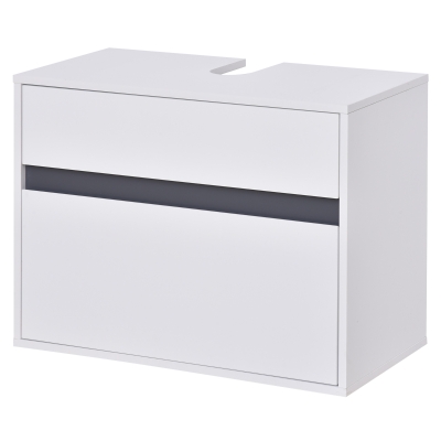 Homcom Mobiletto Sottolavabo e Copricolonna in Legno Bianco per il Bagno 67x36x52cm