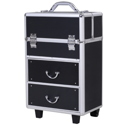 Homcom Valigia Trolley Porta Trucchi Make Up Professionale Nero