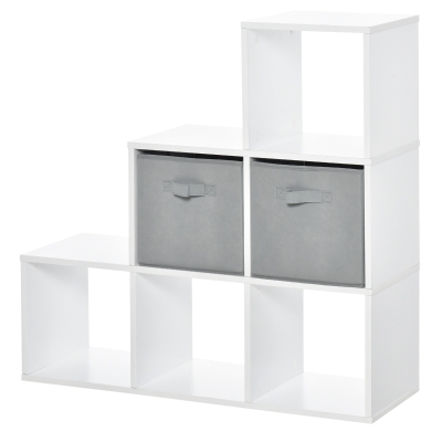 HOMCOM Mobile Libreria a 6 Cubi con 2 Cassetti, Arredamento Ufficio e Salotto