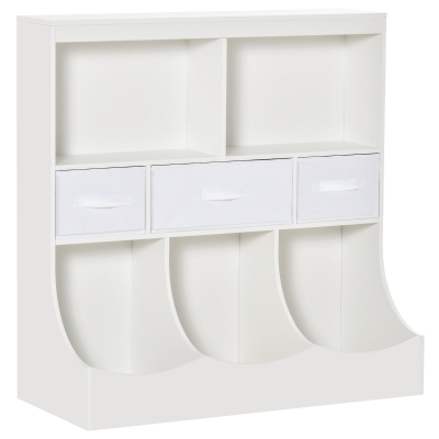 Meuble de rangement jouets enfant 5 casiers 3 tiroirs non tissé blanc