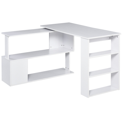 Homcom Scrivania ad Angolo con 5 Ripiani Bianca 120 x 100 x 74.5cm