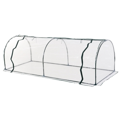 Outsunny Serre de jardin tunnel serre à tomates 2,5L x 1l x 0,8H m grande porte zippée bâche PVC transparent métal époxy vert