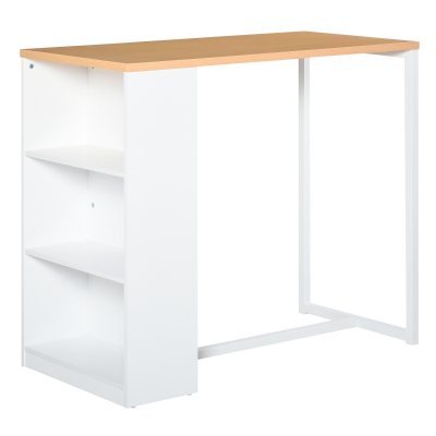 HOMCOM Tavolo Alto da Cucina e Bar con 3 Mensole in Acciaio e MDF Stile Moderno