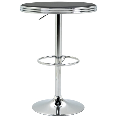 HOMCOM Tavolo da Bar Rotondo in Metallo e Similpelle Nera, Altezza Regolabile, Φ65x66-90cm