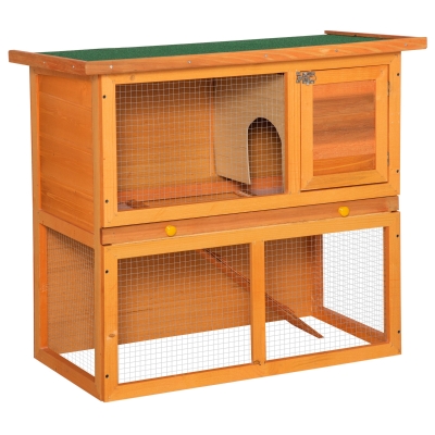 Pawhut Cage à Lapin en Bois 90 x 45 x 80 cm