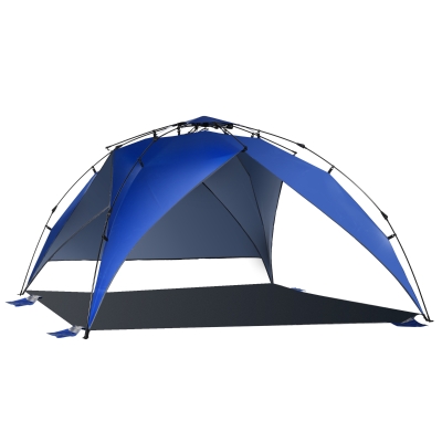 Outsunny Tenda da Spiaggia Pop Up con Corde e Paletti in Poliestere Blu