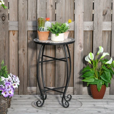 Outsunny Tavolino da giardino 36cm x 36cm x 58cm Rosso, Arancione, Nero