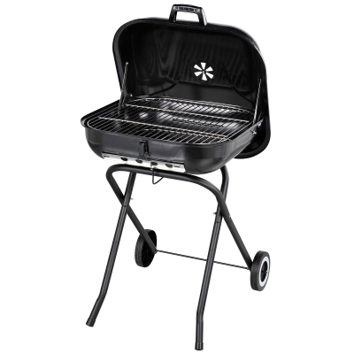 Outsunny Barbecue in Acciaio con Coperchio e Ruote Nero 57x70x86cm
