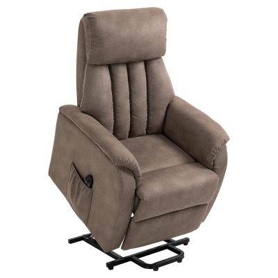 HOMCOM Poltrona Relax Elettrica Alzapersona con Telecomando, Reclinabile 150° in Tessuto Marrone
