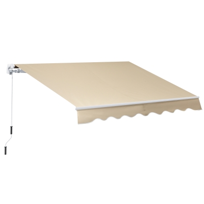Outsunny Tenda da Sole Avvolgibile Parasole a Parete Manuale Impermeabile, Beige, 2.5x2m
