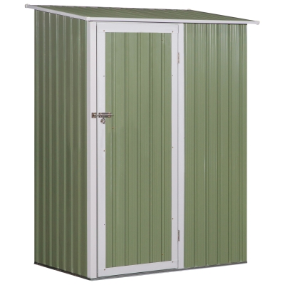 Outsunny Casetta da Giardino Porta Utensili in Lamiera di Acciaio, Capanno da Giardino in Acciaio con Porte Scorrevoli, 143x89x186cm, Verde Chiaro