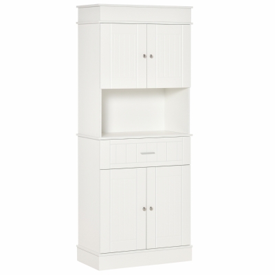 Armoire de cuisine contemporaine multi-rangements blanc gris