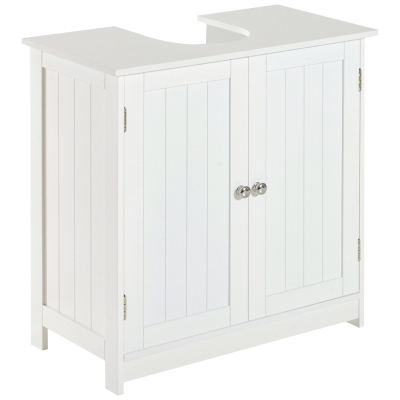 Homcom Mobiletto Sottolavabo in MDF Bianco per Bagno Con 2 Ante 60x30x60cm